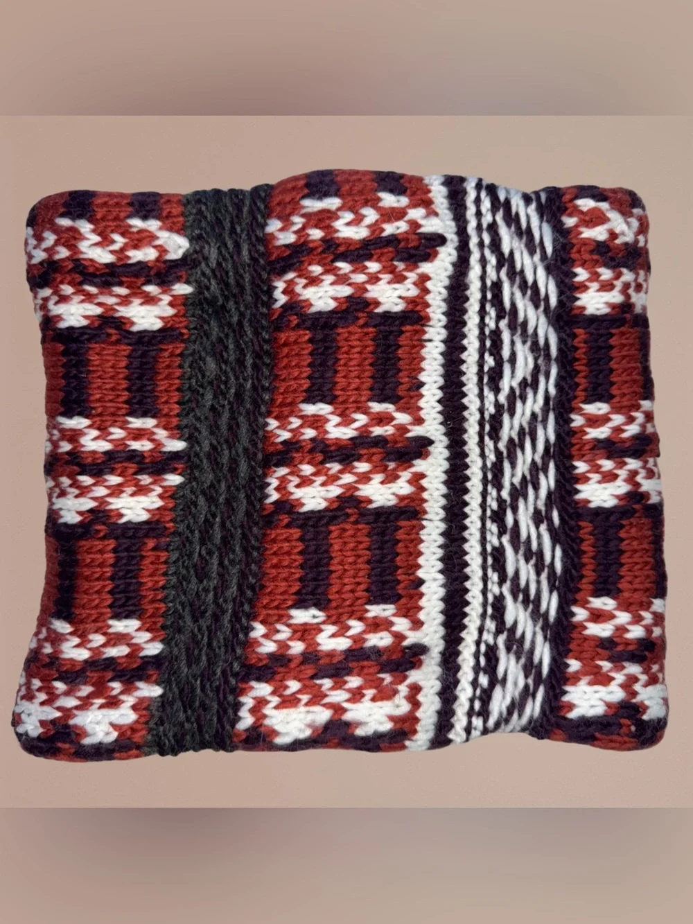Duluth Trading Co Women's Fair Isle Knit Neck Warmer Scarf Faux Fur Lined